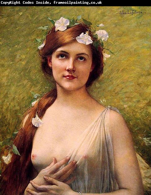 Jules Joseph Lefebvre Young Woman with Morning Glories in Her Hair